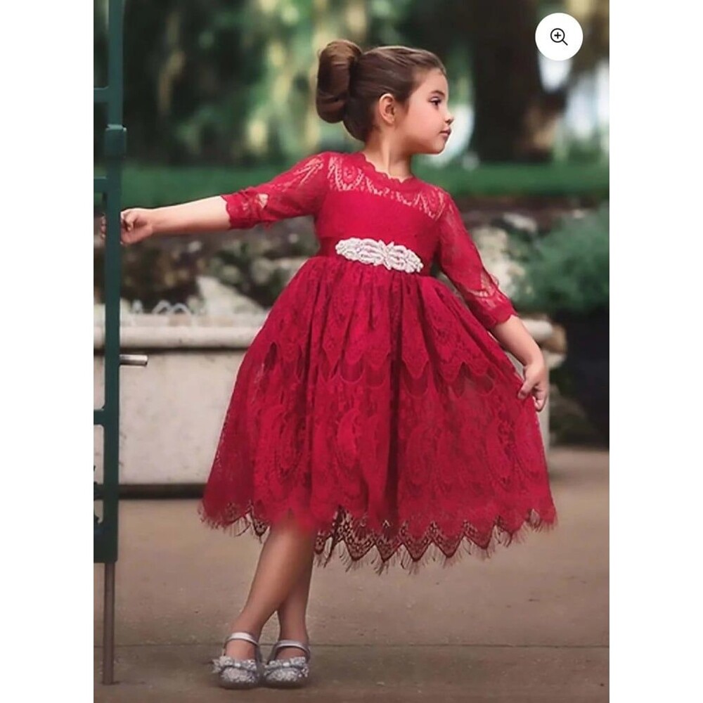 Trish Scully Bella Rafaela Crimson Red Lace Dress sz 2